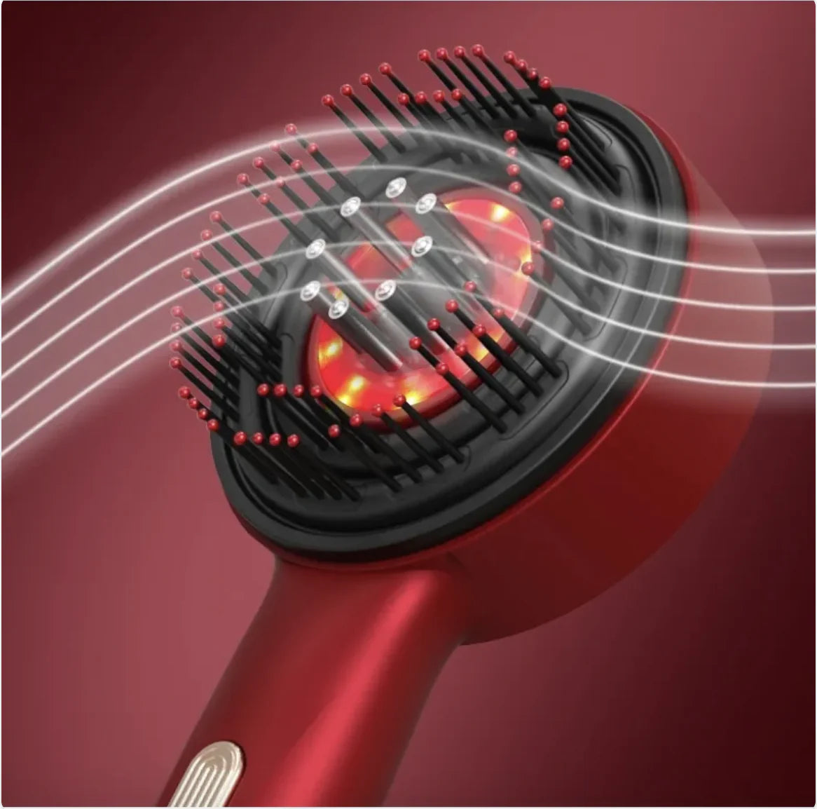 Therapeutic Scalp Massage Comb – Red Light & Anti-Slip