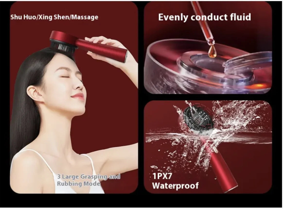 Therapeutic Scalp Massage Comb – Red Light & Anti-Slip